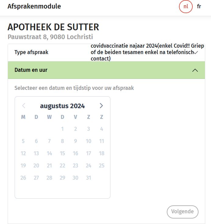 Afsprakenmodule vaccinaties